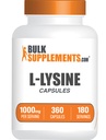 BulkSupplements.com L-Lysine HCl kapslid - lüsiinilisand, asendamatu aminohape - gluteenivaba, 2 kapslit (1000mg), teeniv 360 loend (pakk 1)