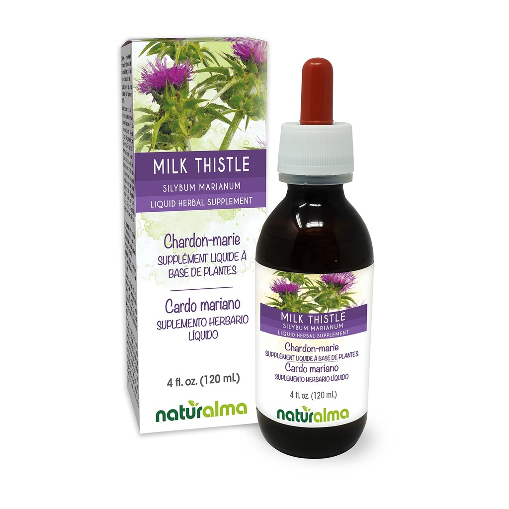 Naturalma Piimaohakas (Silybum marianum) Puuviljad ja ürdid Alkoholivaba tinktuur - 4 fl oz Vedel ekstrakt tilkadena - Taimne täiendus - Vegan