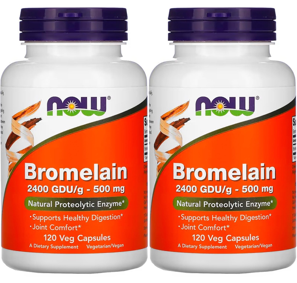 Nüüd toidud Bromelain 2400Gdu/500mg, 120 Veg Kapslid (Pakk 2)