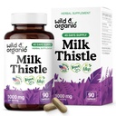 Wild & Organic Piimaohakapslid 1000mg - Maksa Detox Supplements - Silimariini Piimaohaka pulber maksa puhastamiseks - 90 Vegankapslit - 45-päevane pakkumine - Ei täida, Non-GMO