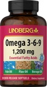 Lindberg Omega 3 6 9 Toidulisandid | 1200mg | 90 Softgels | Essential Rasvhapped | Kala, Lina ja Borage Oil | Mitte-GMO, Gluteenivaba