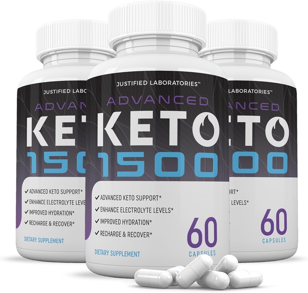 (3 Pack) Advanced Keto 1500 Keto pillid 1275MG Uus ja täiustatud valem Sisaldab Õunasiidrit Äädikat Ekstra neitsioliiviõli Pulber Roheline teeleht 180 kapslit