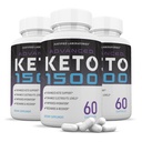 (3 Pack) Advanced Keto 1500 Keto pillid 1275MG Uus ja täiustatud valem Sisaldab Õunasiidrit Äädikat Ekstra neitsioliiviõli Pulber Roheline teeleht 180 kapslit