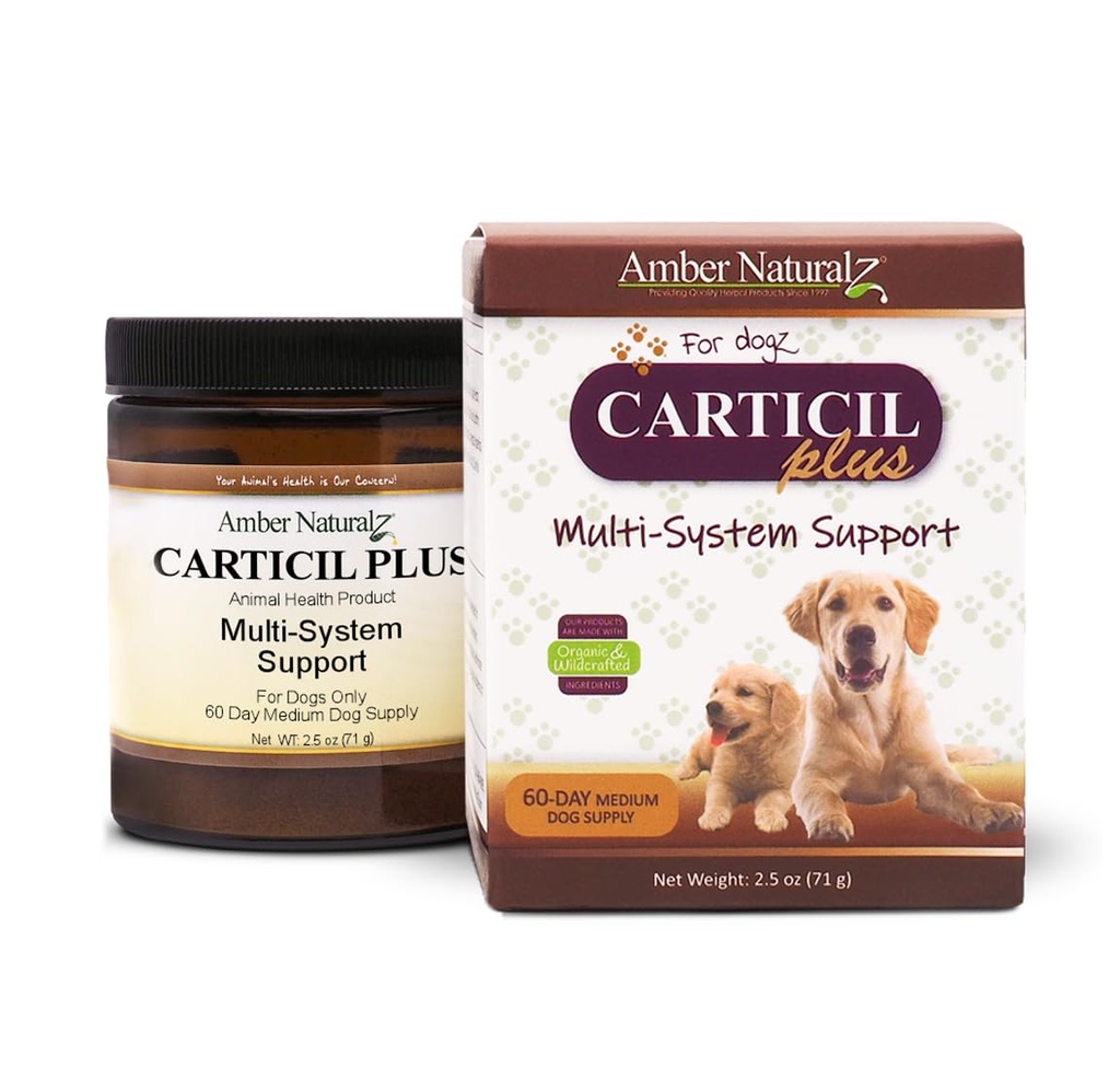 Amber NaturalZ Carticil Plus Taimne lisand koertele | Mitmesüsteemiline tugi liigese-, seede- ja immuunsüsteemi tervisele | Looduslik abi üldisele heaolule ja elujõule | 60-päevane keskmine koeratarne