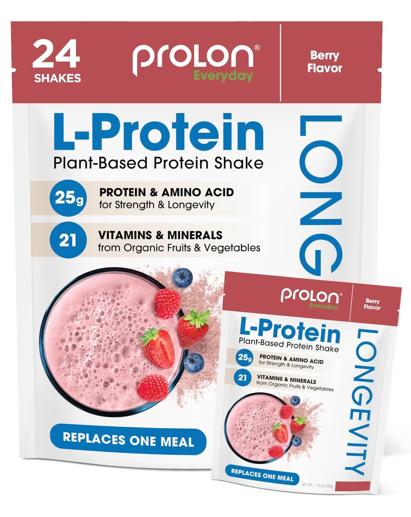 Proloni pikaealisuse taimepõhine valgupulber | Lihaste süntees ja parandamine, tervislik vananemine, Boost Performance | vitamiinid, gluteenivabad, aminohapped, antioksüdandid | 25 g valku | Berry, 24 pakendit