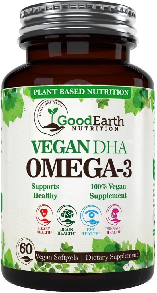 Vetikaõli - Vegan DHA Omega 3 kalaõli toidulisandeid - Aju Booster, täiendamine ja sünnieelne Vitamiin - annab tervisliku südame ja immuunsüsteemi toetust - hambutu vetikate täiendus - 60 Mini kala pehmed