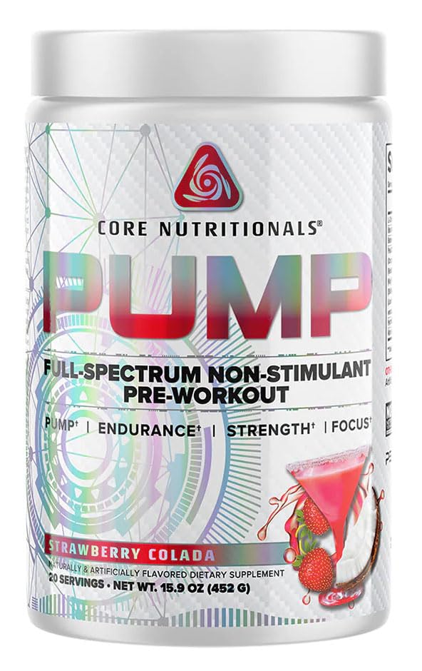 Põhiline Toitumine Pump Täispectrum Mitte-Stimulantne Pre-Workout, N03T Nitraat, Peak02, Alpha GPC, maksimaalse Pump, tugevus ja Performance 20 Servings (Maasikas Colada)