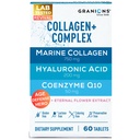 Mere kollageeni pillide kompleks - 200 mg hüaluroonhappe lisand, koensüüm Q10 CoQ10, hüdrolüüsitud mere kollageenpeptiidid, igavene lillede hüdraat, vanusekaitselisandid - 60 suletud tabletti