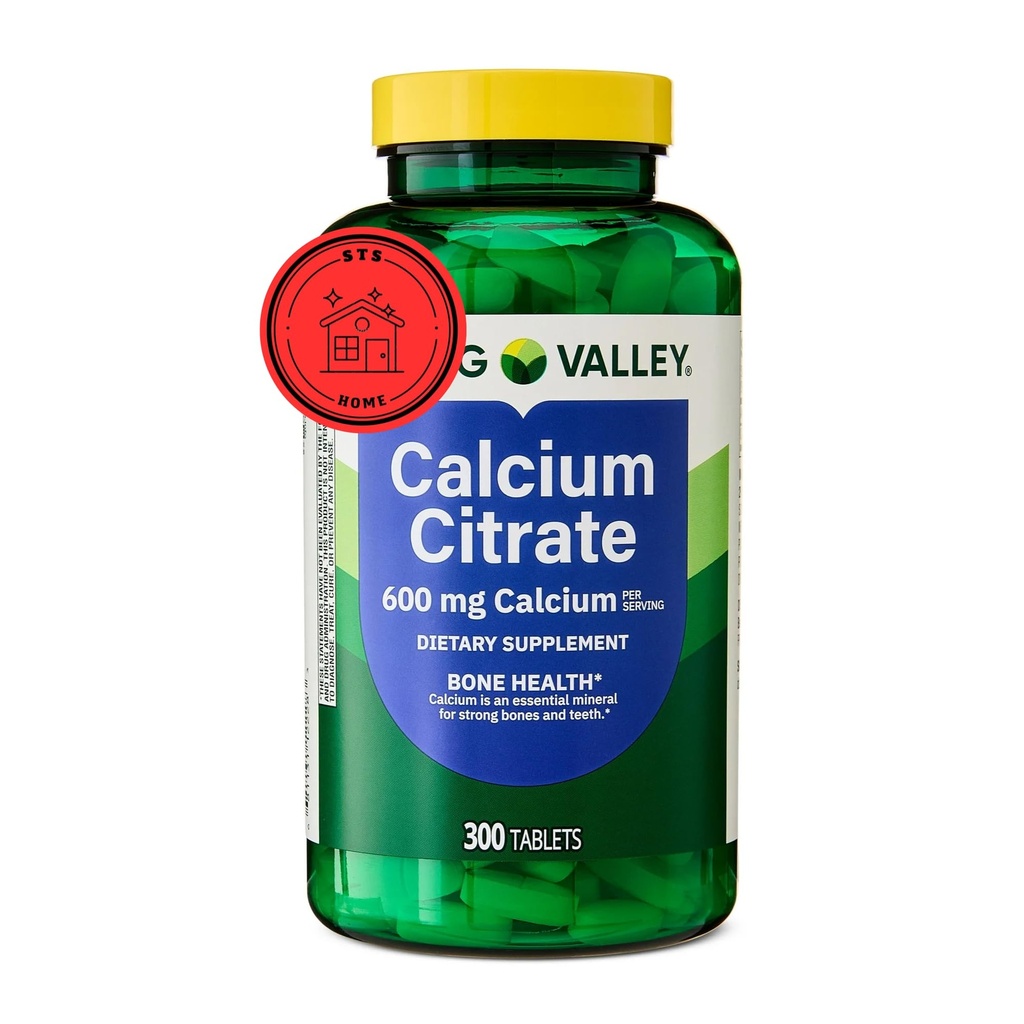 Spring Valley Kaltsiumtsitraat 600 mg, 300 tabletti - luu ja liigese tervis + STS Sticker.