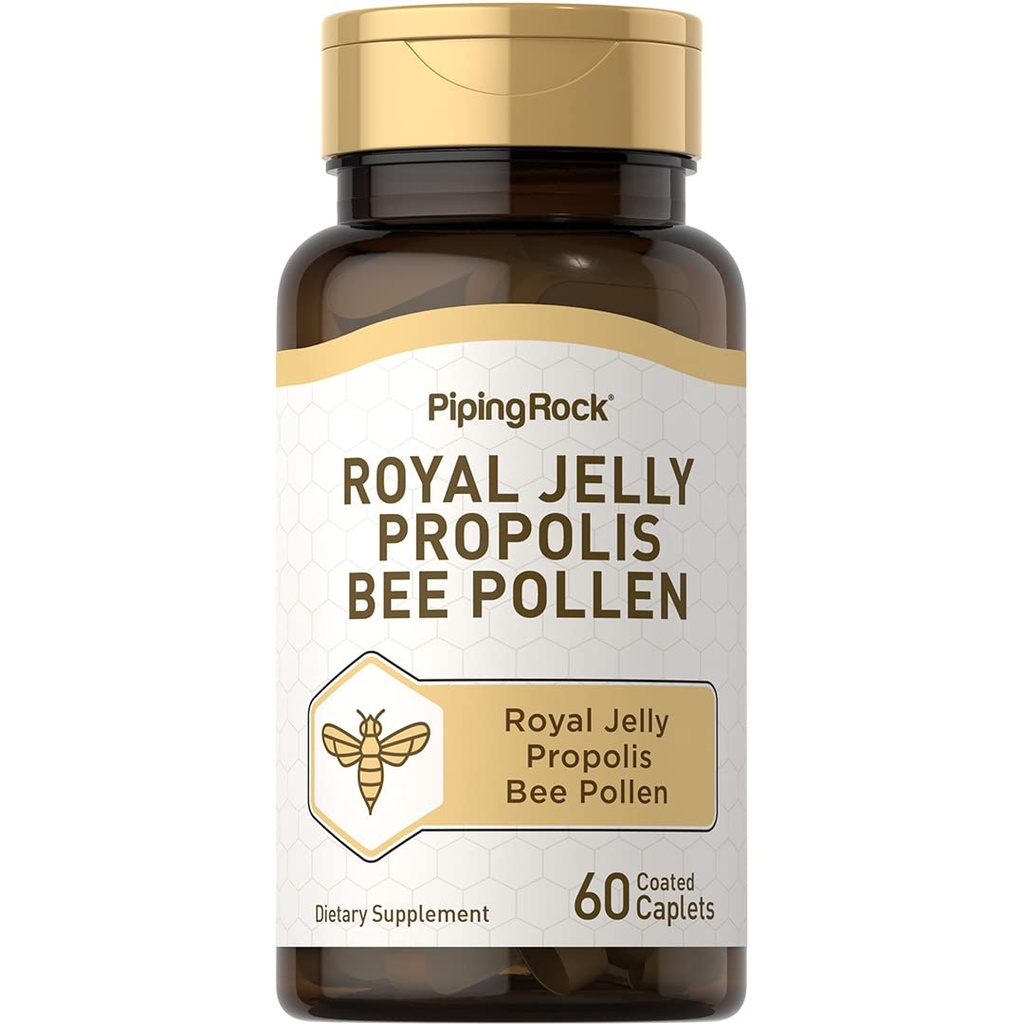 Piping Rock Royal Jelly Propolis Bee Pollen | 60 Caplets | Taimetoitlane, mitte-GMO, Gluteenivaba toidulisand