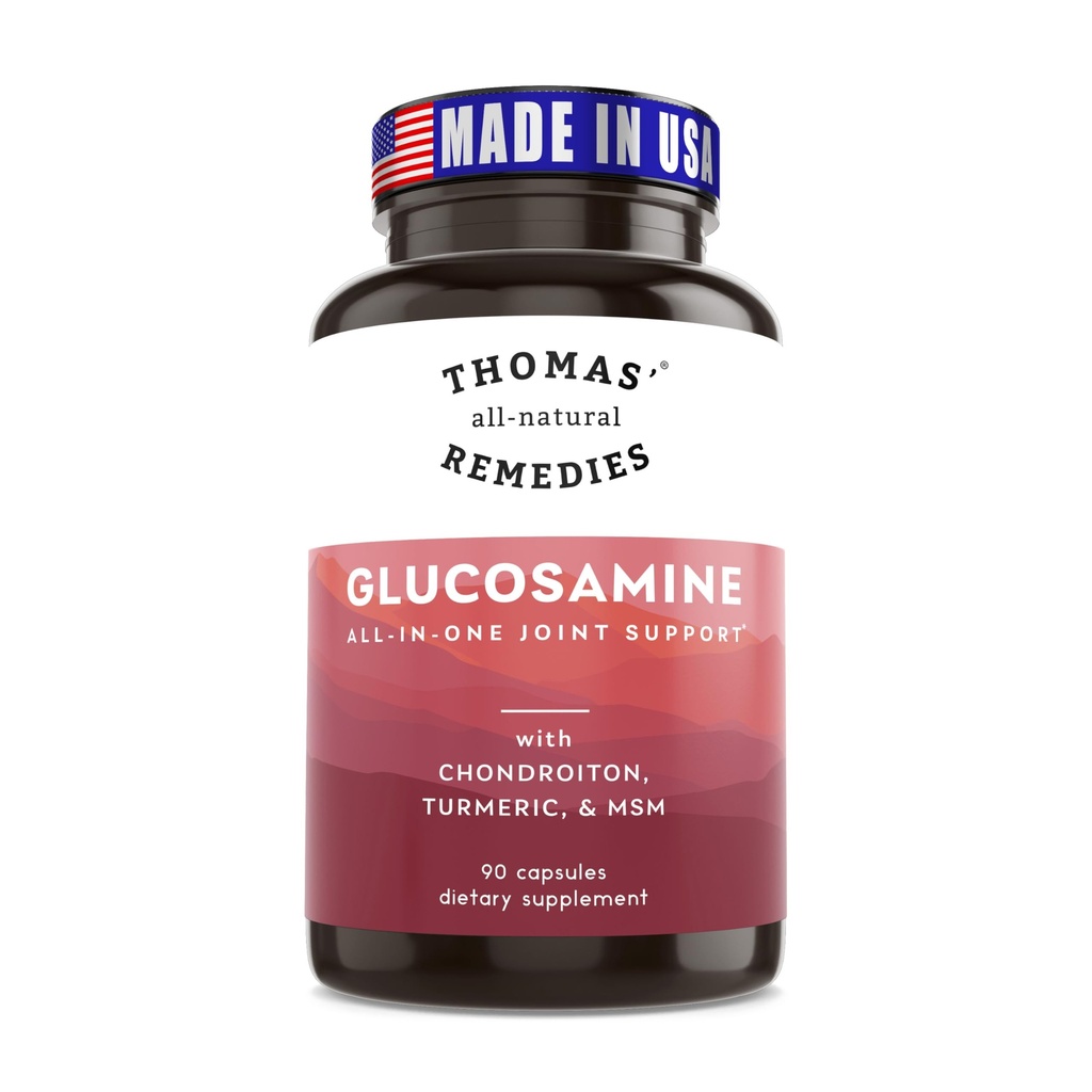 Thomas'i looduslikud abinõud Glükosamiin Chondroitin ühine tugi - w / MSM, boswellia, orgaaniline kurkum & ingver, hüaluroonhape, kvertsetiin, bromelain - 90 kapslit - ei täida - valmistatud USA-s
