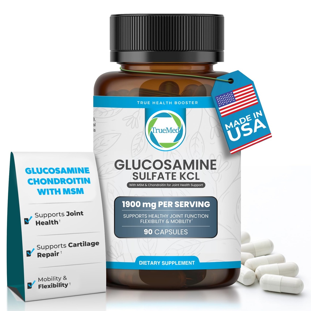 Glükoosamiinsulfaat KCL koos Chondroitin & MSM - Ühised toidulisandid naistele ja meestele - Glükosamiin Kondroitin MSM täiendus - toetab ühist tervist, paindlikkust ja liikuvust - valmistatud USA, 100 kapslit