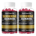 Nutravita Berberine Gummies koos Ceylon Cinnamon 1500mg kõrge potentsi Berberine HCL täiendus immuunsüsteemi ja ainevahetuse toetamine, Sugar Free Organic Berberine Gummies Vaarika Maitse 2PACK
