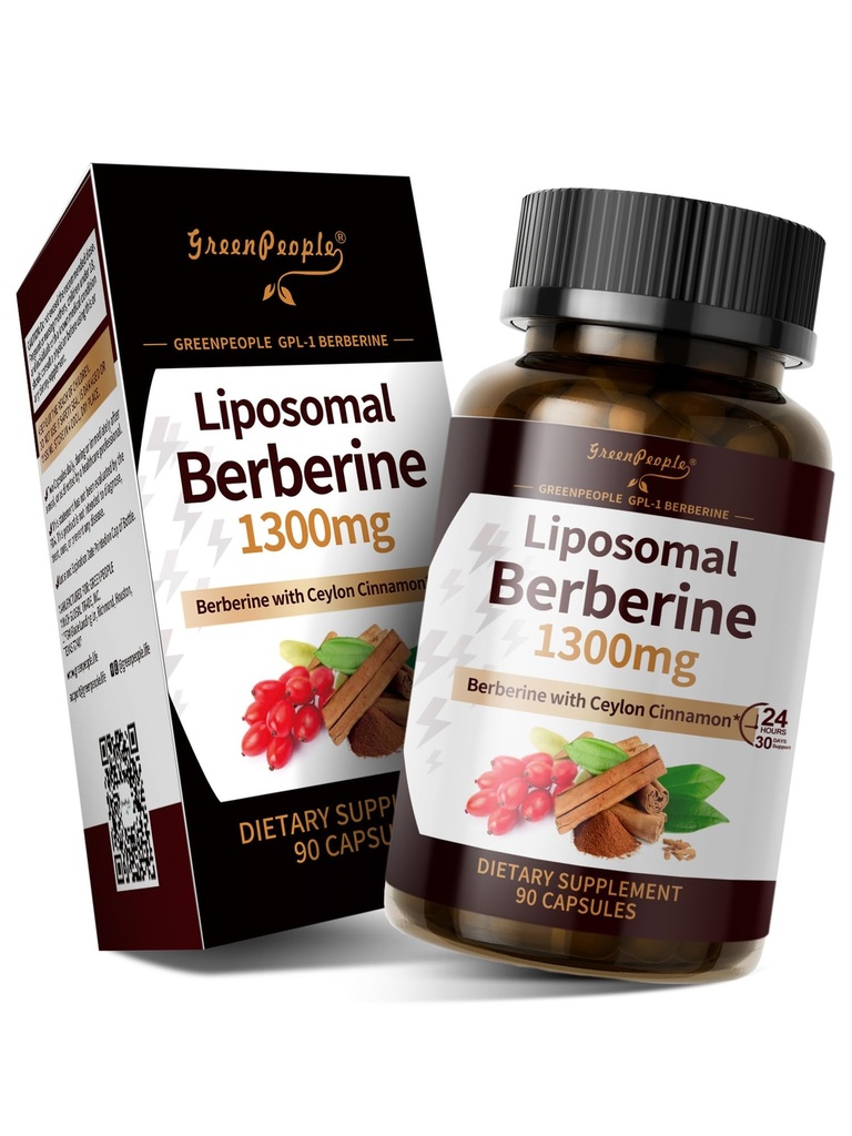 GREENPEOPLE Liposomal Berberine HCL1300mg - Berberine Supplement koos Ceylon Cinnamon Activates AMPK - kõrge imendumise valem Tervislik kaal tugi - Non-GMO / Vegan - 45-päevane