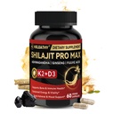 Shilajit meestele Naised, Shilajit w / Vitamiin D3 K2, Shilajits meestele w / Fulvic Acid Ashwagandha Ginseng Root, Shilajits for Extra Power Stamina Immune Support, Non-GMO Valmistatud USA 60 kapslit