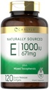 Carlyle E-vitamiin segatud tokoferoolidega | 1000 IU | 120 Softgels | Naturally sourced Supplement | Non-GMO ja Gluteenivaba valem
