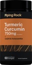 Piping Rock Turmeric Curcumin Supplement | 60 Quick Release Softgels | CoQ-10, Astaxanthin & Black Pepper Extract | Gluteenivaba, Non-GMO
