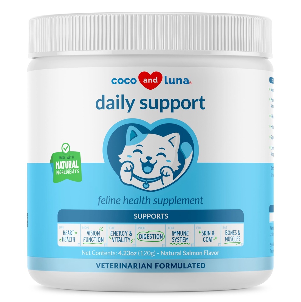 Multivitamiin kassidele - 4oz pulber - L-lüsiin, tauriin ja spirulina immuunsuse toetamiseks ja silmade terviseks - kalaõli ja vitamiinid naha ja südame tervise jaoks. (Kasside jaoks)
