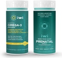 Iwi Omega-3 Essential & Prenatal Multivitamiin Bundle, 30 Servings, Vegan Plant-Based vetikad Omega 3, Krill & Fish Oil Alternative, No Fishy Aftertaste