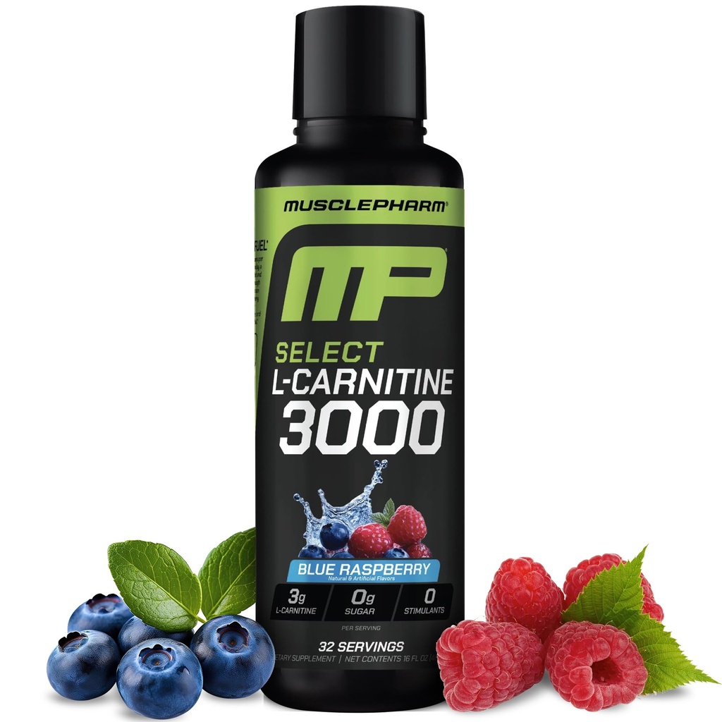 Muscle Pharm L-karnitiin 3000, Ultimate Vedel L-karnitiini Täiendus Suure jõudlusega, Toetab Metabolismi, Hüdreerimist Ja Energiat, Nullsuhkrut, Madalad Kalorid, Sinine Vaarikamaitse, 32 Servingut