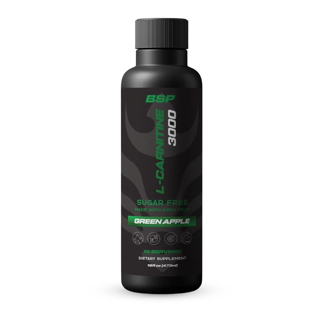 Benavidez Karnitiin 3000 Vedel – 3000 mg Karnitiin Serving | Roheline Õunamaitse | Stimulant-vaba Metaboolne & Energia Toetus | Nullsuhkur, Monk-Fruit Sweetened | Keto & Vegan | 16 fl oz