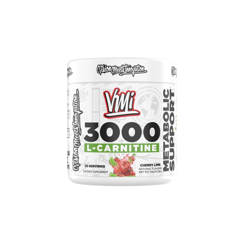 VMI Sports L-karnitiin 3000 Powder | 3000 mg L-karnitiin | Metaboolne toetus Maksimaalne imendumisvalem | Suur maitse meestele ja naistele | 30 serveerimist (30 serveerimist, kirsi lubi)