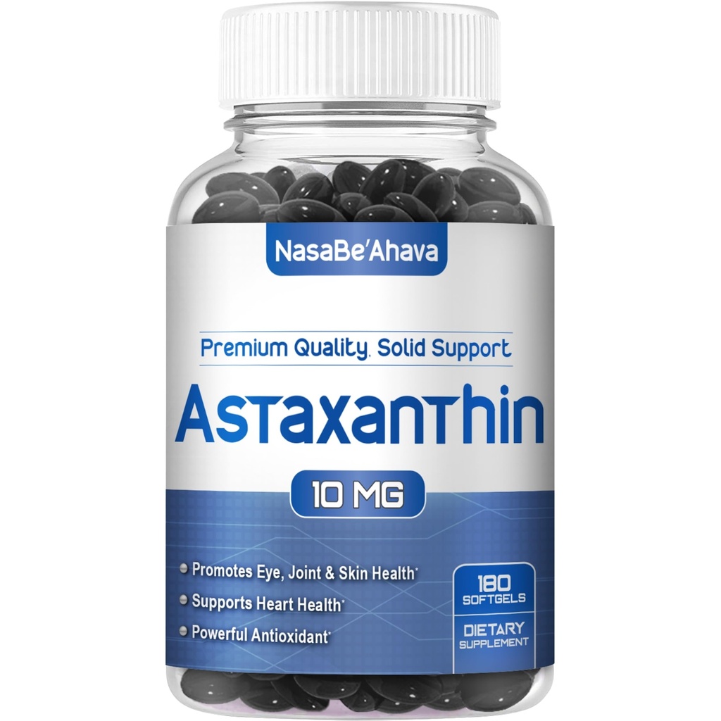 Astaksantiini täiendus meestele ja naistele | Antioksüdant ja karotenoid Rikas astaksantiini 10mg alates Haematococcus Pluvialis mikrovetikatest silma ja naha tervise toetamiseks (180 päeva pakkumine) Pakend võib erineda