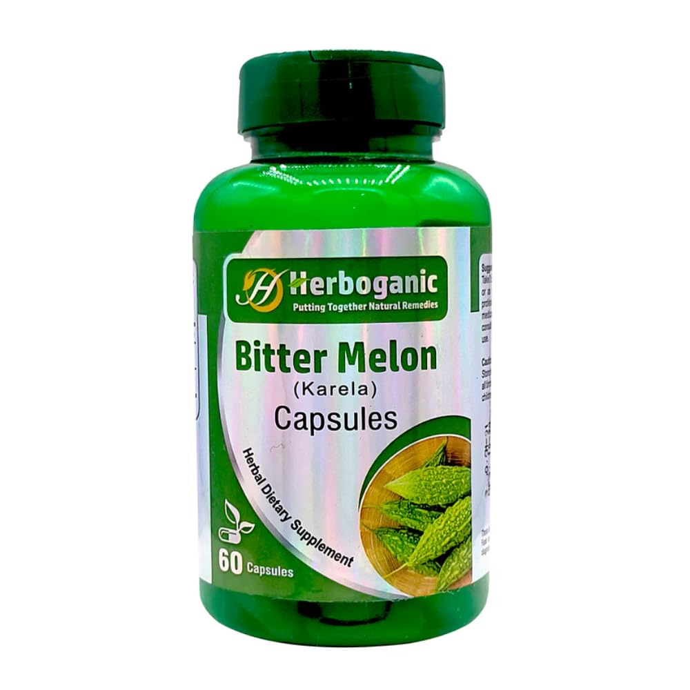 HERBOGANIC Bitter Melon (Karela) kapslid | 100% Kõik looduslikud 60 kapslit Taimetoitlane Daily Supplement Kasulik