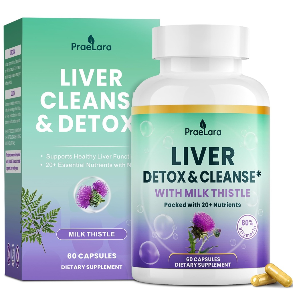 32-in-1 Maks Puhasta Detox & Remont - Taimne Maksa Tervis Toetus Piimaohakas, Dandelion Juur, Artišokk & Beetroot | 1250mg, Vegan, Non-GMO - 60 kapslit