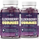 NEW AGE (2-Pack) Premium Elderberry Gummies täiskasvanutele C-vitamiini, tsink, Propolis - Sambucus Black Elderberry Gummy Extract - Gluteenivaba ja taimetoitlane - 120 Gummies