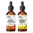 Wild & Organic Ceylon Cinnamon Tinktuur 2 fl oz & Ginger Root Tinktuur 2 fl oz