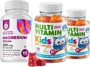 Kids Multivitamin Gummies 14 Essential Vitamins and Magnesium Gummies Sugar-Free - Daily Supplement Vitamin A,C,D,E Vegetarian B6&B12,Zinc,Biotin with Sugar-Free Magnesium Calm Chews for Kids&Adults