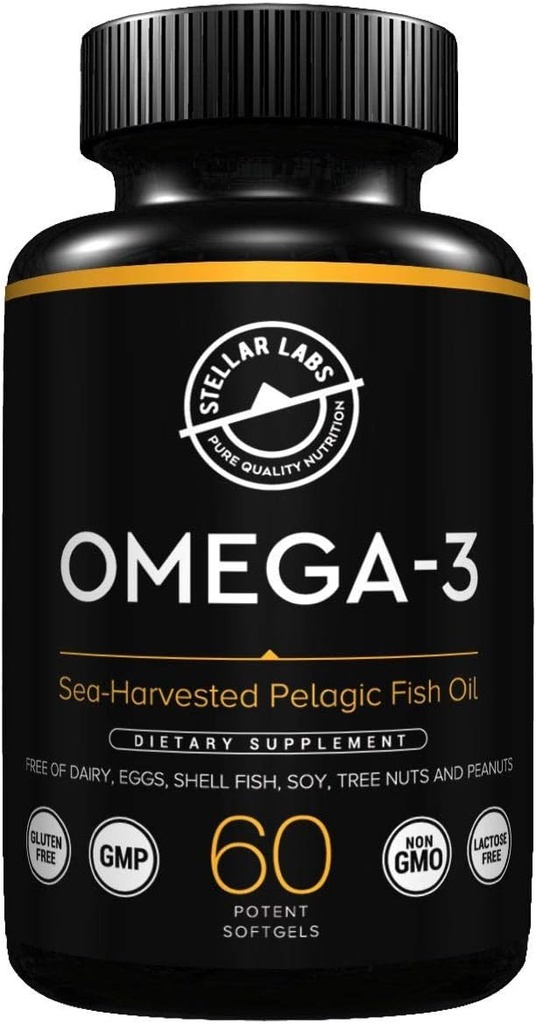 Stellar Labs Omega-3 Fish Oil Supplement - 60 CT LowFODMAP Sertifitseeritud