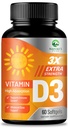 Vitamiin D3 5000 IU Softgels (125 mcg) - ekstra tugevus Vitamiinid D-3 toidulisand luu, hambad, lihaste tervise ja immuunsüsteemi tugi, kiire imendumine Mini D Softgel, Non-GMO, Gluteenivaba - 60 Count