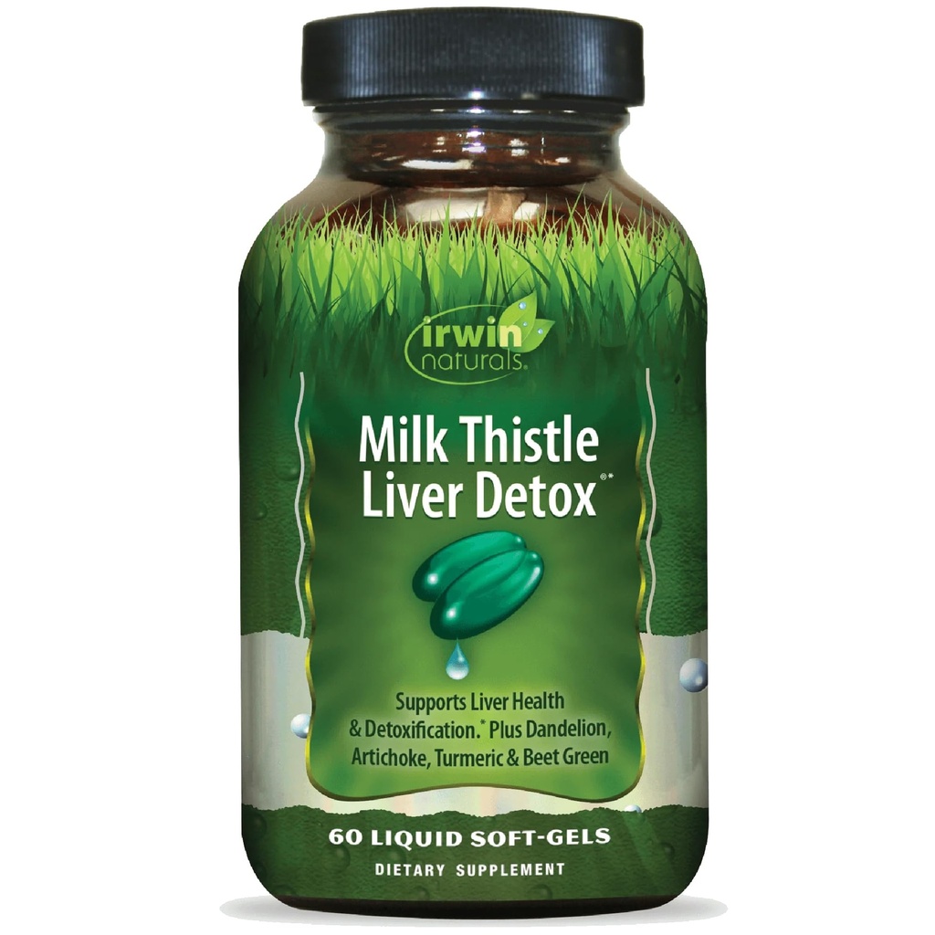 Irwin Naturals Piimaohaka Maksa Detox - 60 vedelat pehmet geeli, toetab maksa tervist Dandelioni, artišoki, kurkumi ja rohelise peedi juurega - 30 kokku