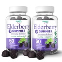 Elderberry Gummies vitamiin C ja tsink - Immune Booster Elderberry Gummies täiskasvanutele ja lastele - Vegan Natural Ingredients Defense Multivitamiinid Antioksüdandid (120 Gummies)