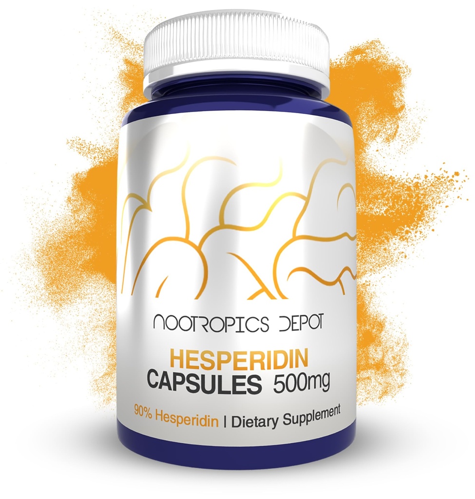 Nootropics Depot Hesperidin Kapslid | 500mg | 180 Count | 90% Citrus Extract | Toetab Metaboolset funktsiooni + kardiovaskulaarset tervist
