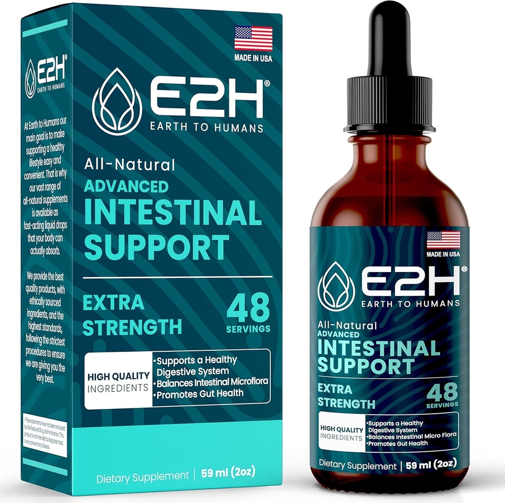 E2H Täiustatud soolestiku tugi - looduslik soolepuhastus ja seedetrakti puhastusvahend - Ussipuu ja musta kreeka pähkli ekstrakt - Non-GMO, Vegan - 2 Fl Oz