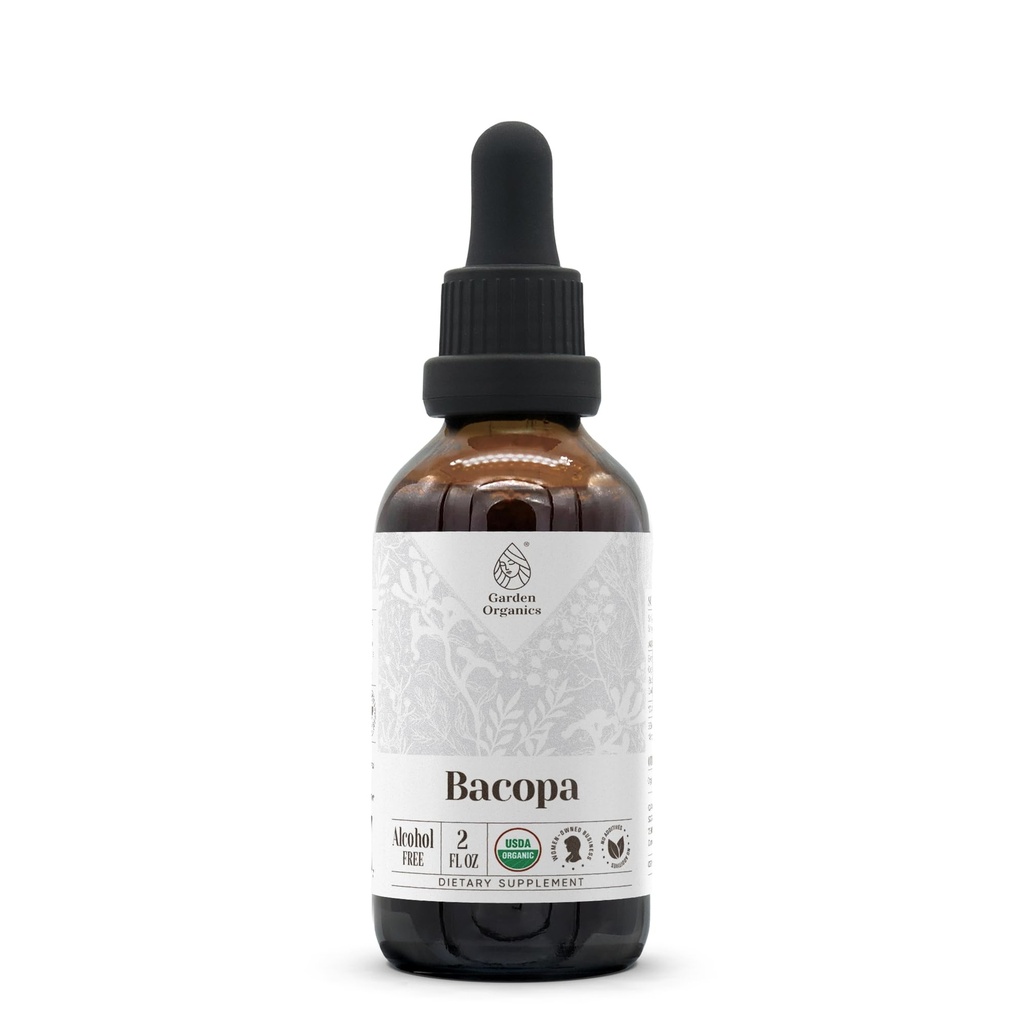 Bacopa USDA orgaaniline | Alkoholivaba ekstrakt, orgaanilised taimsed tilgad, täiendus, lõõgastav, positiivne kognitiivne toime | 100% orgaanilisest bacopast (Bacopa Monnieri) valmistatud tinktuur 2 oz