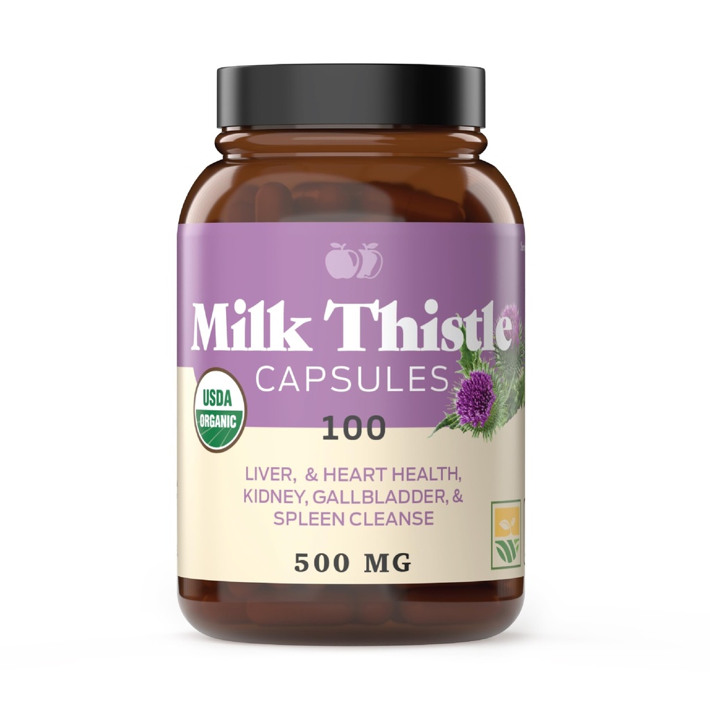 Täielik looduslikud tooted Puhas orgaaniline piimaohakas kapslid - 500 mg Silymarin Pulber 100 pillid