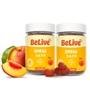 BeLive Organic Omega 3 Gummies - Omega 3 6 9 7 DHA & EPA Flaxseed Oil & Sea Buckthorn Fruit Oil, Vegan, lastele ja täiskasvanutele, Full Body, Brain & Eye Support, Sugar Free - Virsik | 2-Pack