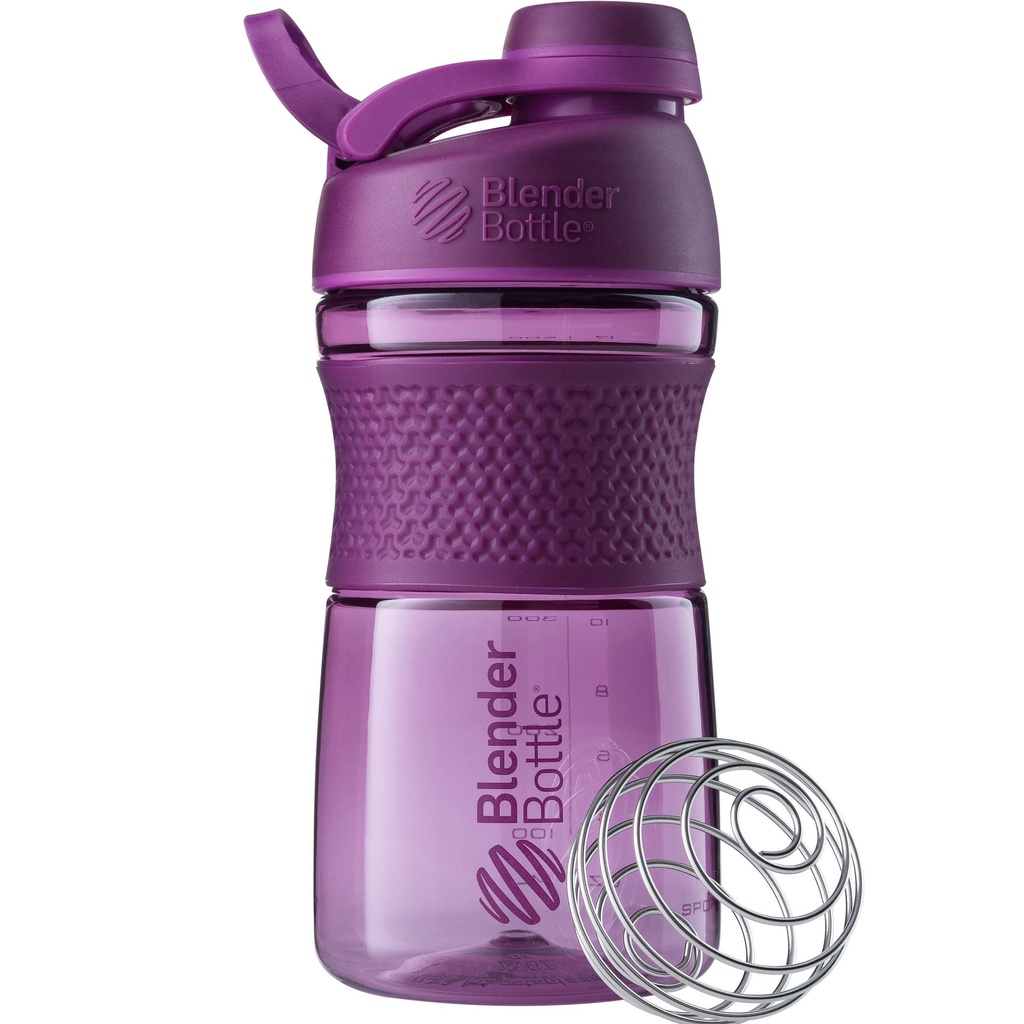 BlenderBottle SportMixer Shaker Bottle Ideaalne valgu raputamiseks ja enne treeningut, 20-kordne, Plum