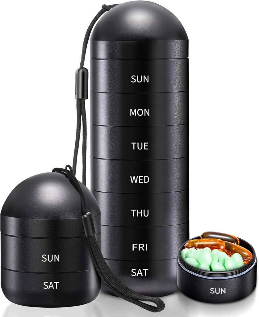 Zannaki Weekly Pill Organizer 7 päeva 2 korda päevas, Portable Metal Travel veekindel AM PM Pill Box, Suur Pill Case Container, BPA tasuta Daily Medicine Korraldaja Vitamiin, kalaõli, täiendus
