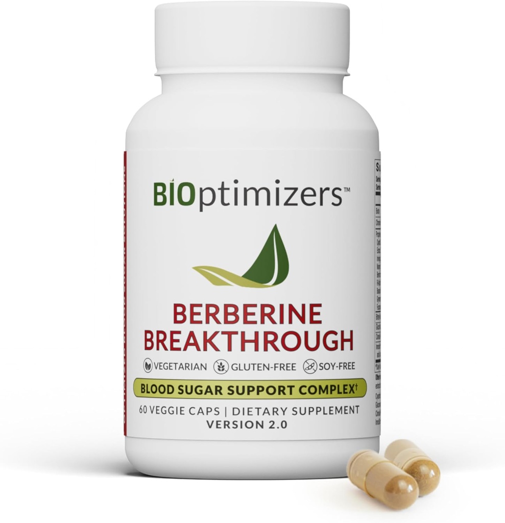 BIOptimizers Berberine Breakthrough 2.0 täiendus, 60 kapslit - taimetoitlane, gluteenivaba ja sojavaba