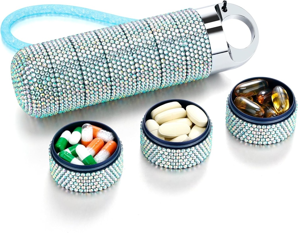 Zannaki Metal Bling Pill Korraldaja, Reisi veekindel Nädala Pill Box, Kaasaskantav Suur Alumiinium Alloy Pill Case Container, BPA Tasuta 7 päeva Meditsiini Korraldaja Hoidja Vitamiin, Kalaõli, Täiendus