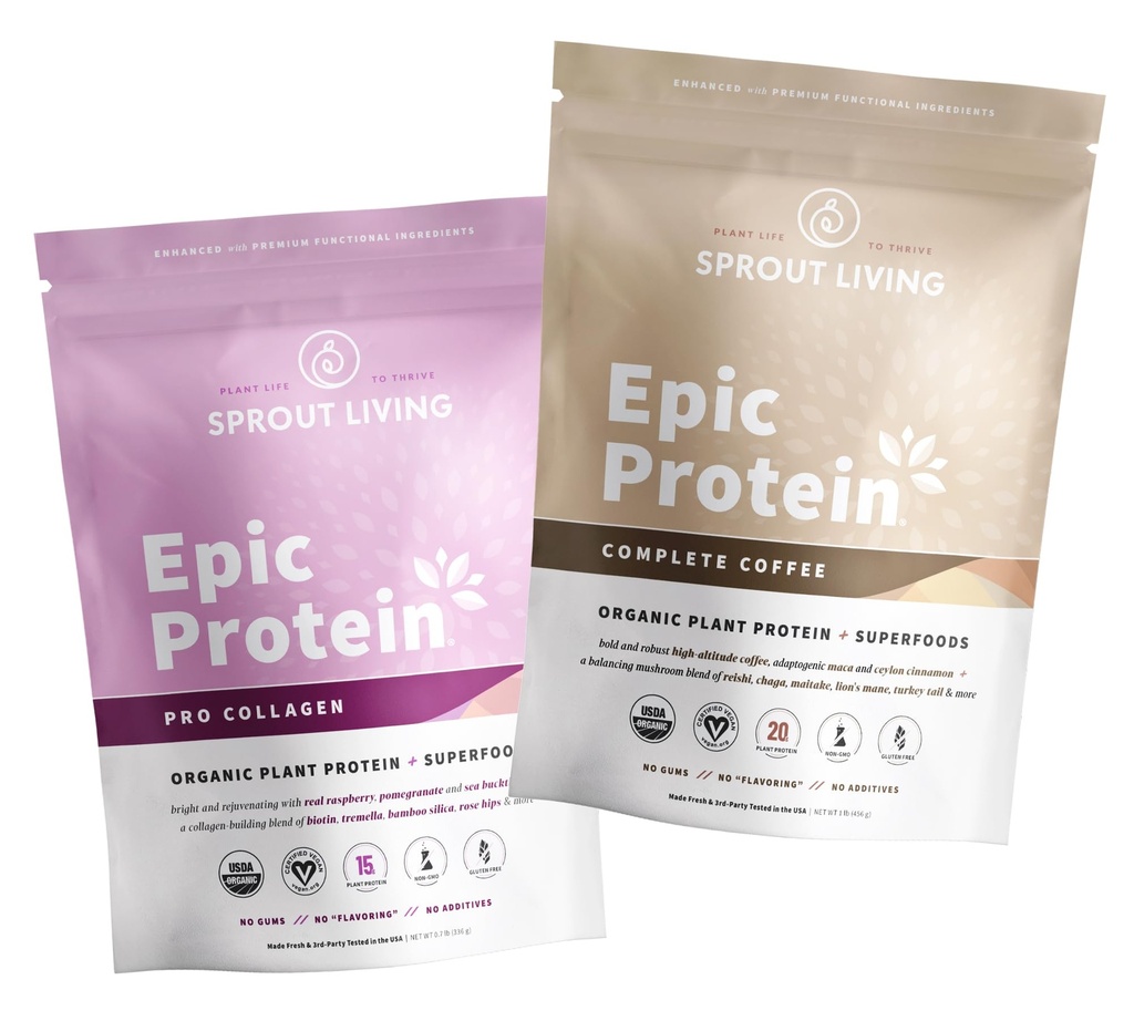 Sprout Living Epic Protein Complete Coffee + Pro Collagen, 12 Serving Pouches