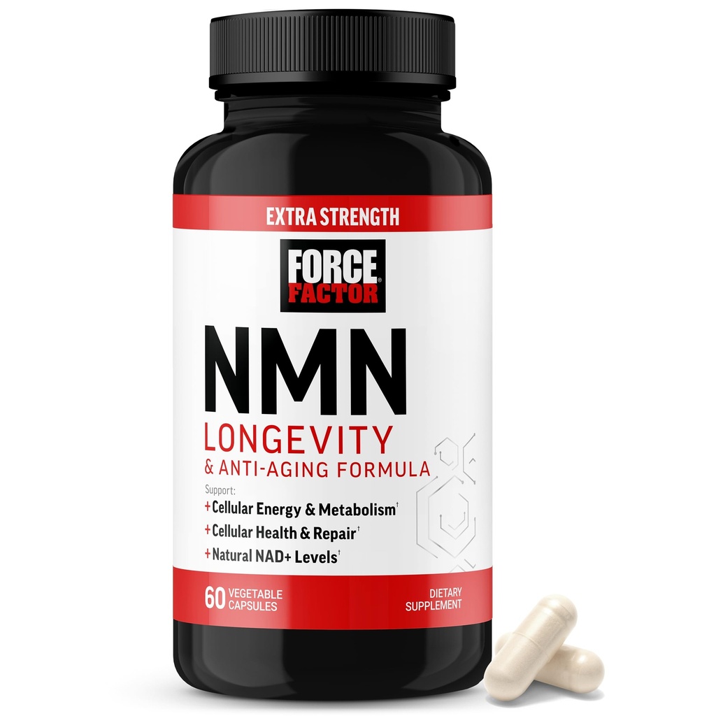 Force Factor NMN Longevity Capsules, 500mg NMN Extra Strength, Precursor to Boost NAD+ Levels for Cellular Energy, Metabolism & Healthy Aging Support, 60 Capsules