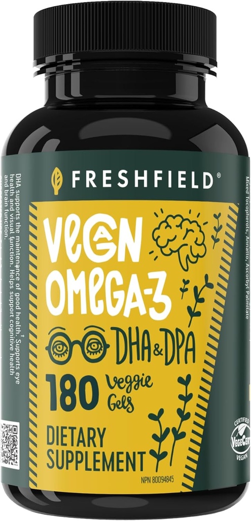 Vegan Omega 3 DHA: Algae Oil, Most Reviewed, Carrageenan Free, Sustainable, Tested, No Heavy Metals, Fish Oil Alt, Plant Based Omega. Supports Heart, Brain, Joint Health w/DPA
