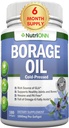 Borage Oil - 1000 mg - 180 Softgels - Külm pressitud kõrge GLA Borage Seed Oil - Hexane ja PA vaba - Suurepärane nahale, juustele ja luudele.