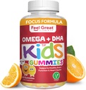 Feel Great Vitamin Co. Täielik DHA-kummid lastele | Omega 3 6 9 + DHA, C-vitamiin | Toetab tervislikku ajufunktsiooni, visiooni ja südame tervist | Gluteenivaba, taimetoitlane | 60 Gummies